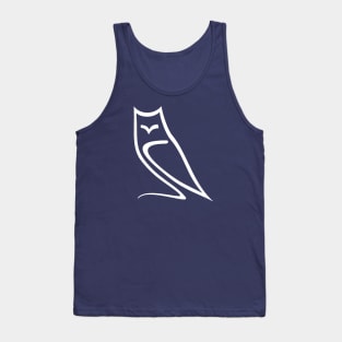 Minimalistic Owl Calligraphy Line Drawing Tank Top